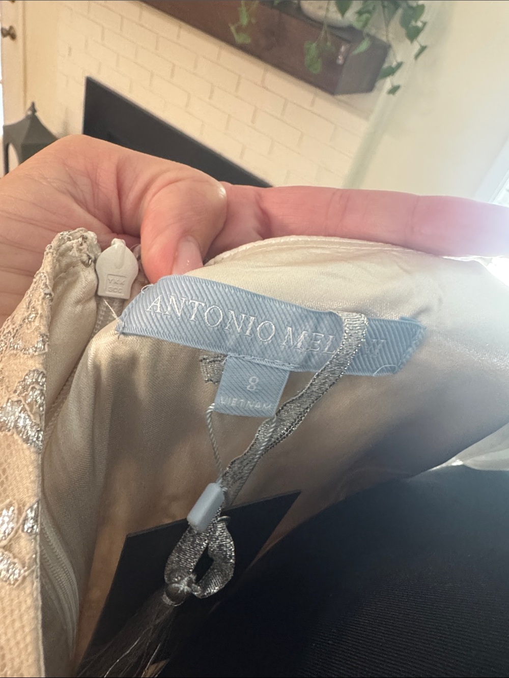 NWT ANTONIO MELANI x Born on Fifth White Lace Tiered Maxi Dress with Long Sleeve - Picture 13 of 14